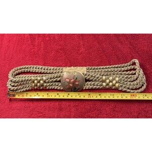 Woman's Belt Stretch Rope 80’s Floral Chunky Metal Buckle Vintage